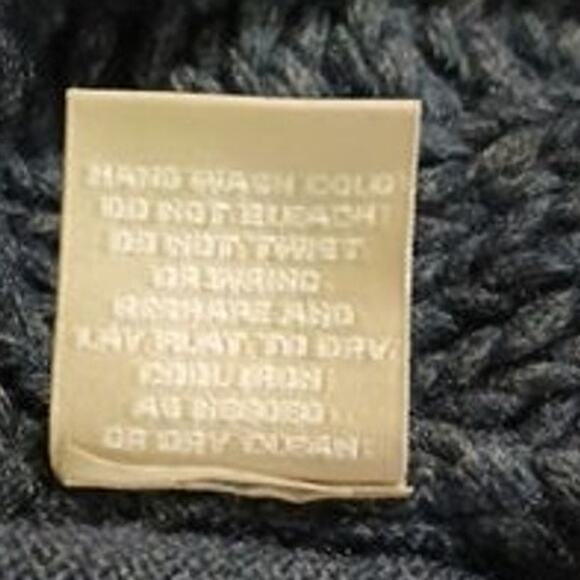 Joan Vass Small Navy Chunky-Cable-Knit Long-Sleeved Sweater Wool Blend - Picture 13 of 14